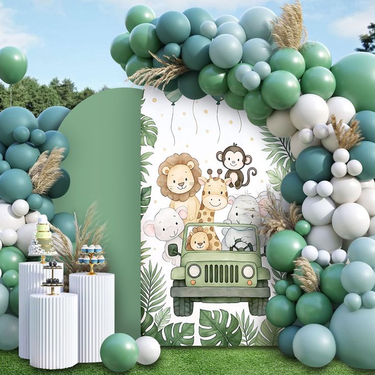 1pc 6 56ft kids boys birthday party arch background covering jungle wildlife park lion arch bracket