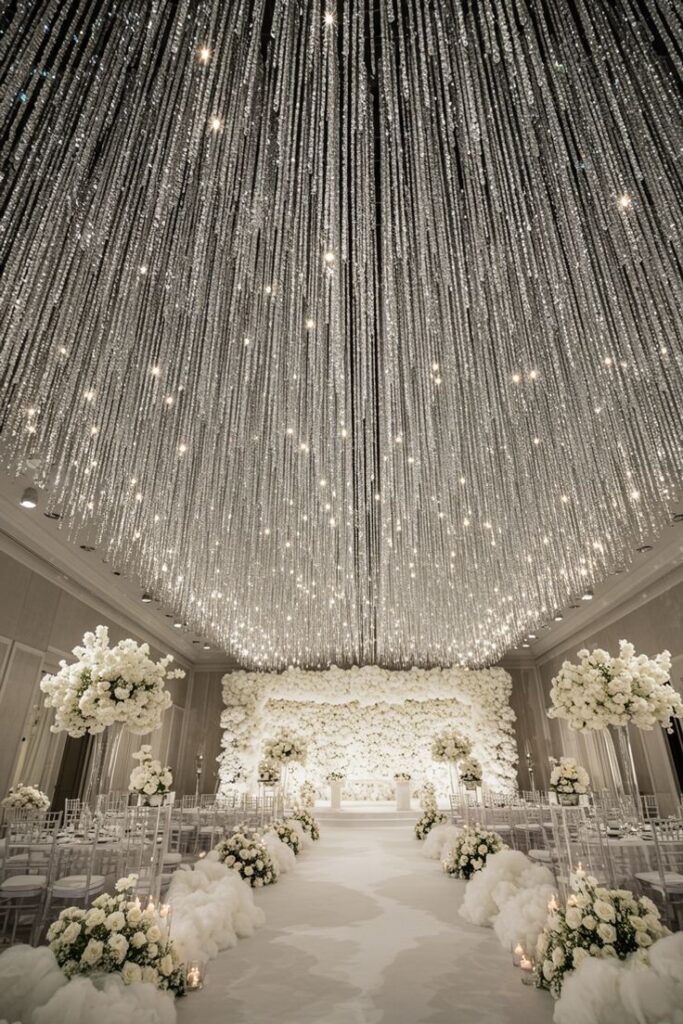 dream wedding ideas for a magical crystal rain installation
